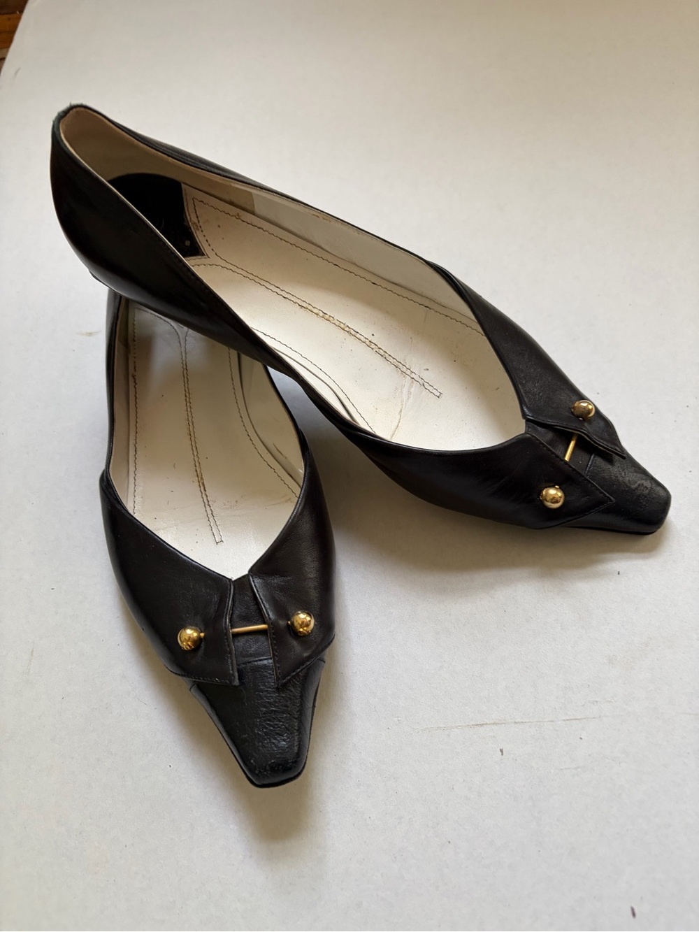 Chanel Lagerfeld Era Collar-Pin Flats with CC Logo Flats